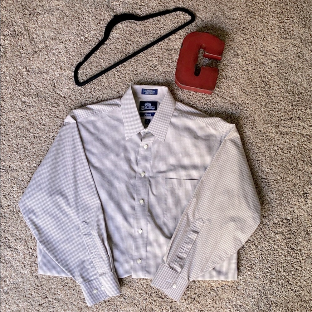 Stafford men’s gray checkered dress shirt